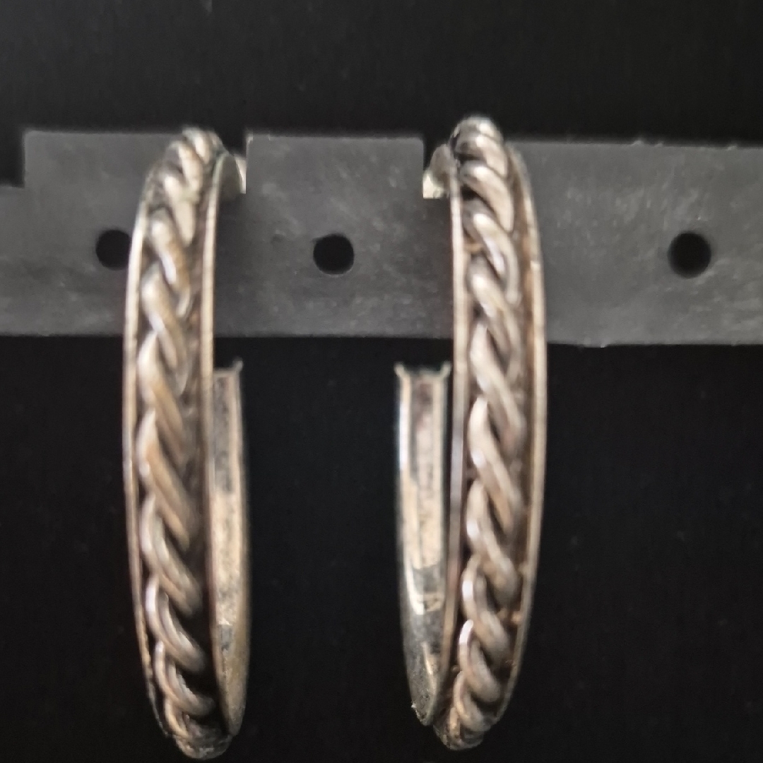 Braided Silver Hoop Earrings